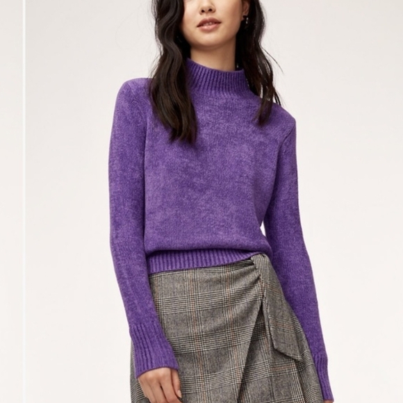 Wilfred Sweaters - Wilfred Corteta Long Sleeve Mockneck Sweater, Purple, Size M